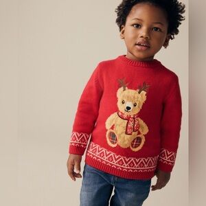 NEXT Red Bear Christmas Crew Neck Jumper 12-18months